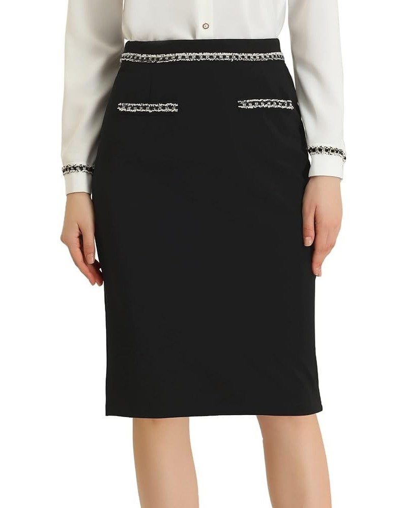 Pencil Skirt for Women's Elegant Slim Fit Knee Length Business Skirt Black $10.54 Skirts