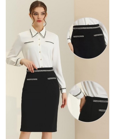 Pencil Skirt for Women's Elegant Slim Fit Knee Length Business Skirt Black $10.54 Skirts