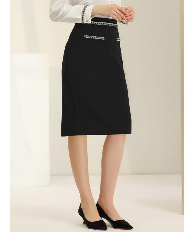 Pencil Skirt for Women's Elegant Slim Fit Knee Length Business Skirt Black $10.54 Skirts