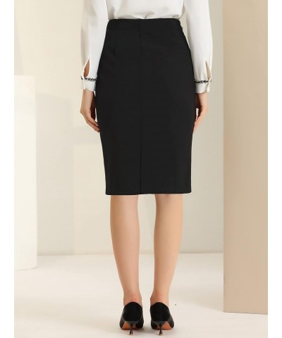 Pencil Skirt for Women's Elegant Slim Fit Knee Length Business Skirt Black $10.54 Skirts