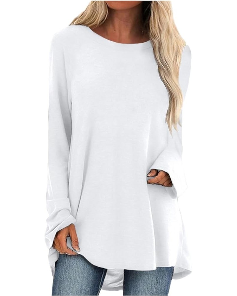 Womens Fall Fashion 2023,Womens Trendy Print Crewneck Long Sleeve Long Top Oversized Loose Comfy Tunic For Legging 4-white $9...