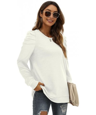 Women's Sweatshirts Crew Neck Puff Sleeve Pullover Sweaters Loose Clothes Trendy Flowy 01a-apricot $14.00 Hoodies & Sweatshirts