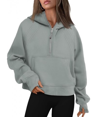 Hoodies for Women Zip Up Fashion Cropped Sweatshirts Long Sleeve Fall Winter Fuzzy Warm Pullover Outfits Clothes A-gray Green...