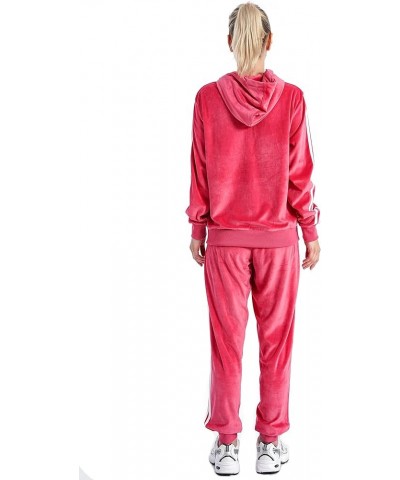 Velour Tracksuit Womens 2 Piece Outfit Zip Up Hoodie Sweatshirt and Jogger Pant Sweatsuits Set Coral-02 $18.90 Activewear