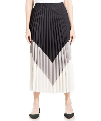 Women's Colorblock Pleated Maxi Skirt Ivory/Cobblestone/Black $19.98 Skirts