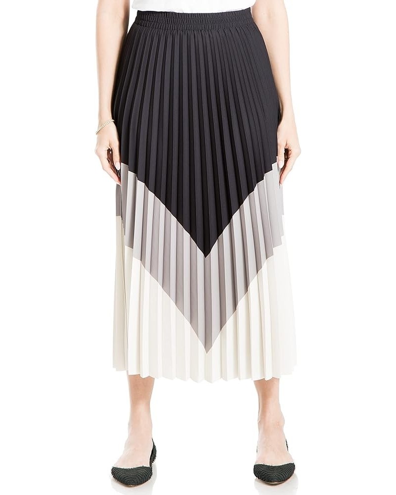 Women's Colorblock Pleated Maxi Skirt Ivory/Cobblestone/Black $19.98 Skirts