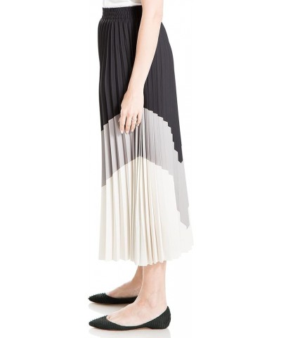 Women's Colorblock Pleated Maxi Skirt Ivory/Cobblestone/Black $19.98 Skirts