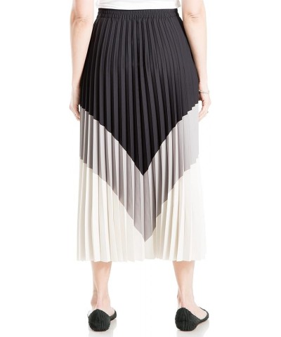 Women's Colorblock Pleated Maxi Skirt Ivory/Cobblestone/Black $19.98 Skirts