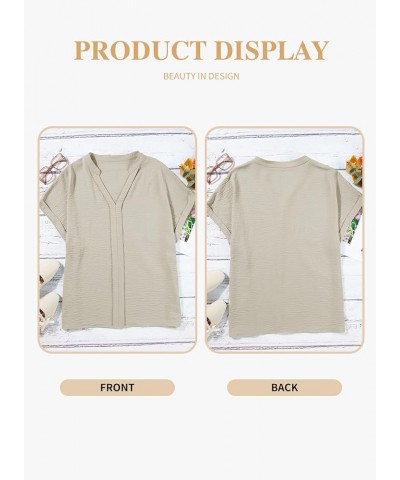 Womens Plus Size Summer Tops V Neck Short Sleeve Dressy Casual Blouse Work Shirts (1X-5X) Smoke Gray $14.50 Blouses