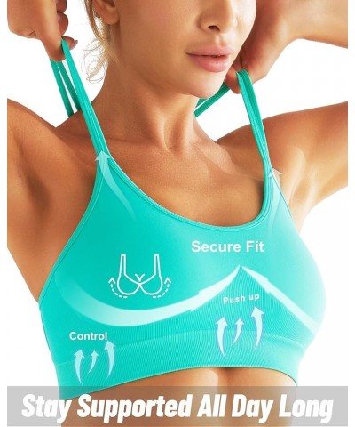 Sports Bra for Women,Padded Strappy Sports Bra with Removable Cups Medium Support Workout Yoga Gym Bra One Pair Aqua Green $1...