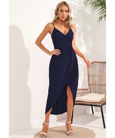 Women's Sexy V Neck Backless Maxi Dress Sleeveless Spaghetti Straps Cocktail Party Dresses 71729 Navy Blue $11.05 Dresses