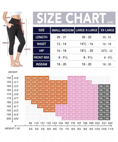 Capri Leggings with Pockets for Women High Waisted Workout Leggings Tummy Control Yoga Pants 1-wine Red $8.50 Activewear