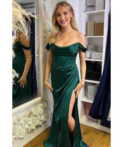 Women's Satin Bridesmaid Dresses for Wedding Off The Shoulder Prom Dress Long Formal Evening Gown Dusty Rose $31.25 Dresses