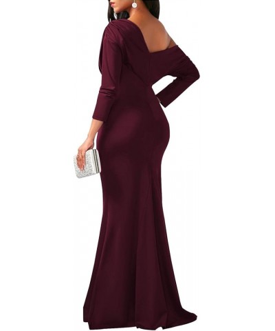 Women's Formal Dresses Elegant Off Shoulder Wedding Guest Long Party Dress Bodycon Prom Dress 523wine Red $21.60 Dresses