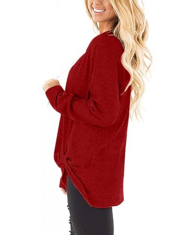 Women's Tunic Tops for Leggings Casual Twist Knot Long Sleeve Tops Blouse 004b-red $14.85 Tops