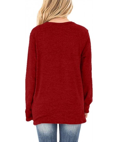 Women's Tunic Tops for Leggings Casual Twist Knot Long Sleeve Tops Blouse 004b-red $14.85 Tops