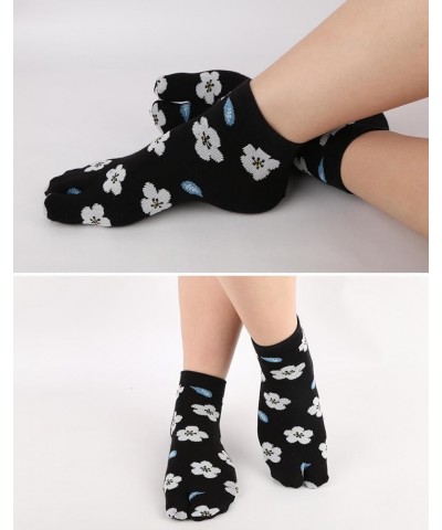 Women Toe Socks Ankle Sock Colorful Two Finger Flip Flop Socks for Womens Girls Flower-a-4 Pairs $9.68 Activewear