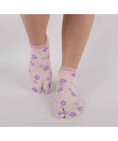 Women Toe Socks Ankle Sock Colorful Two Finger Flip Flop Socks for Womens Girls Flower-a-4 Pairs $9.68 Activewear