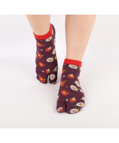 Women Toe Socks Ankle Sock Colorful Two Finger Flip Flop Socks for Womens Girls Flower-a-4 Pairs $9.68 Activewear