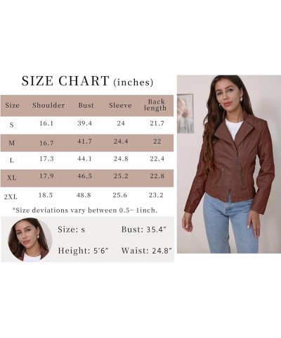 Women's Faux Leather Jacket Motorcycle Zipper Bomber PU Bike Coat Blazer Light Purple $24.33 Coats