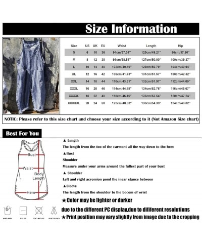 Women's 's Fashion Overalls Casual Pocket Tie Sleeveless Striped Jumpsuit Overall Shorts Summer Blue $11.52 Overalls