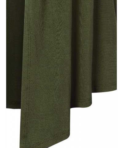 Women's [Made in USA] Solid Jersey Knit Short Sleeve Open Front Draped Cardigan (S-3XL) Military Green $9.95 Sweaters