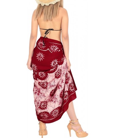 Women's Batik Dashiki Cover Ups Beach Dress Beachwear Sarong Long Bikinis Vacation Swimwear Wrap Coverup for Women Maroon_m60...