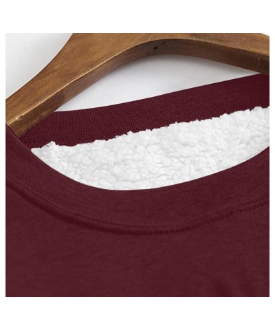 Women's Sweatshirts Ladies Sweater Women Sweater Winter Warm Sweatshirt Thick Fleece Solid Underwear Blouse Tops 05-wine $8.0...