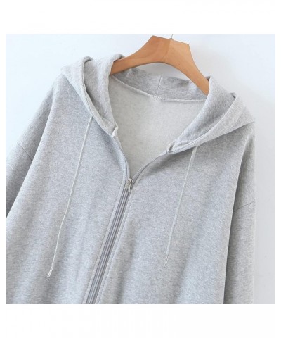 Zip up Hoodie Solid Tops Hooded Casual Pocket Sweatshirt Long Zipper Sleeve Womens Lightweight Zip up Hoodie Z5-grey $8.99 Ac...