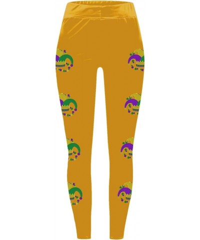 Womens Mardi Gras Leggings, Mardi Gras Outfit for Women, Tummy Control Stretchy Fancy Graphic Festival Carnival Pants A2 Yell...