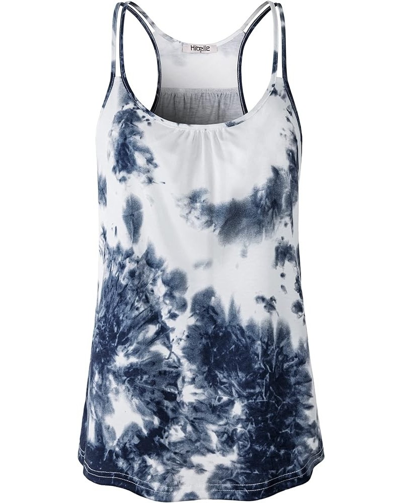 Womens Scoop Neck Cute Racerback Yoga Workout Tank Top 2 Blue Tie-dye $13.79 Tanks