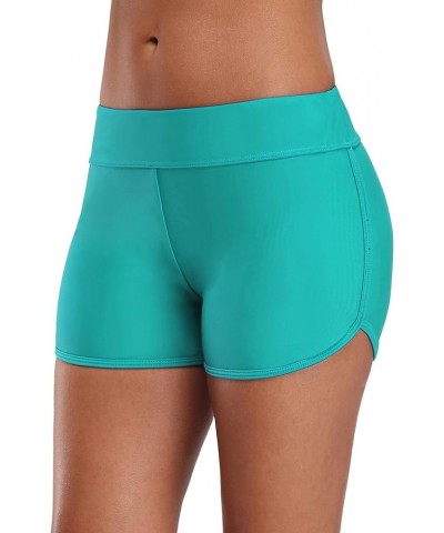 Women's Sporty Swim Shorts Stretchy Board Shorts Boyleg Swim Bottoms Aqua Blue $16.23 Swimsuits