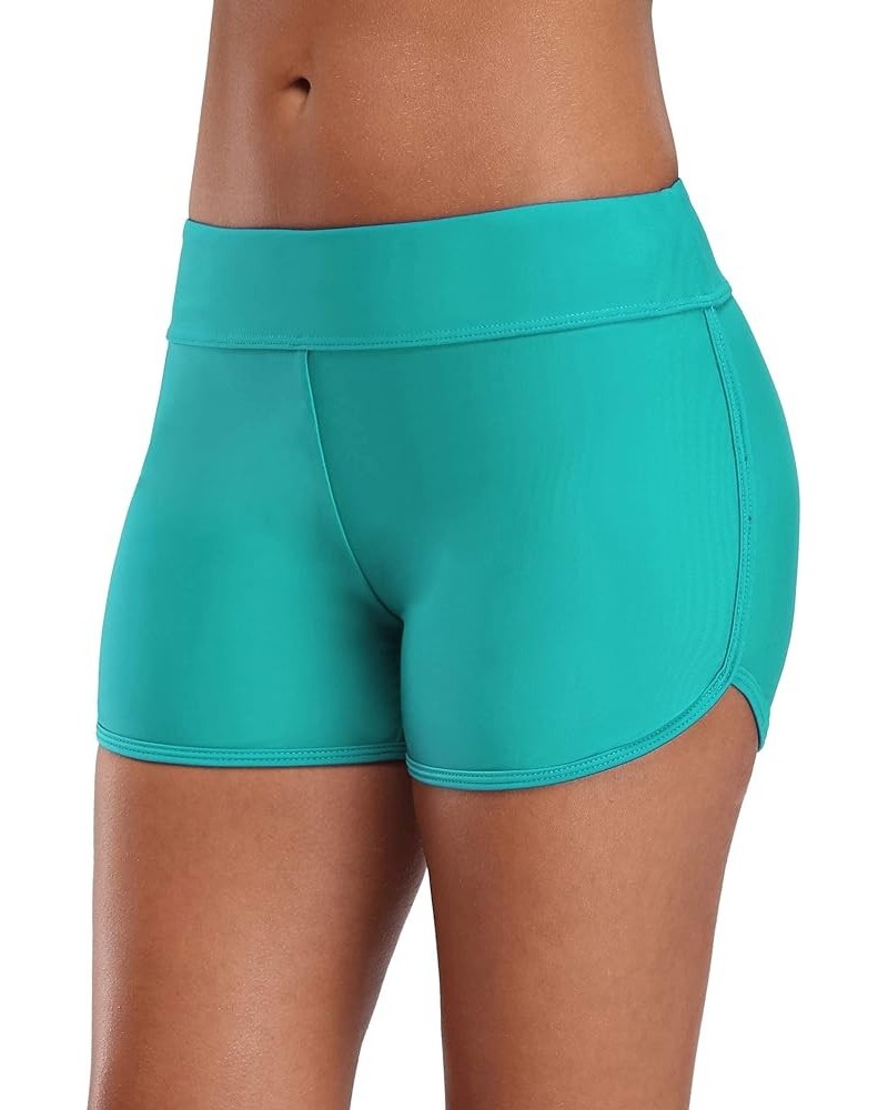 Women's Sporty Swim Shorts Stretchy Board Shorts Boyleg Swim Bottoms Aqua Blue $16.23 Swimsuits