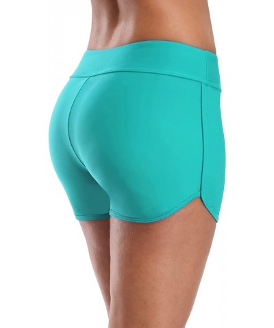 Women's Sporty Swim Shorts Stretchy Board Shorts Boyleg Swim Bottoms Aqua Blue $16.23 Swimsuits