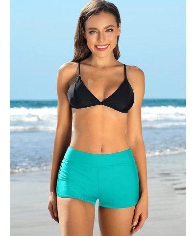 Women's Sporty Swim Shorts Stretchy Board Shorts Boyleg Swim Bottoms Aqua Blue $16.23 Swimsuits