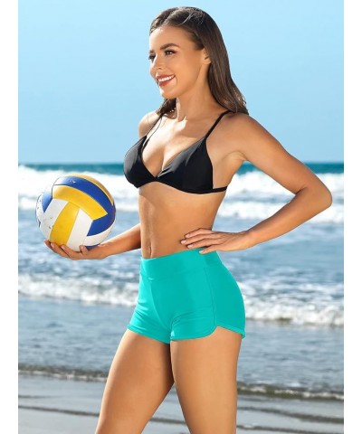 Women's Sporty Swim Shorts Stretchy Board Shorts Boyleg Swim Bottoms Aqua Blue $16.23 Swimsuits