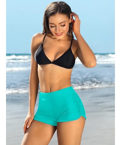 Women's Sporty Swim Shorts Stretchy Board Shorts Boyleg Swim Bottoms Aqua Blue $16.23 Swimsuits