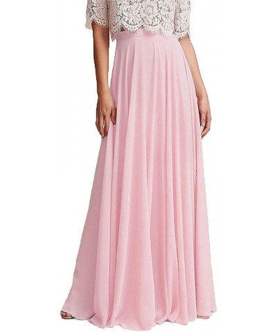 Full/Ankle Length Wedding Long Bridesmaid Chiffon Skirt for Women Pink $14.85 Skirts