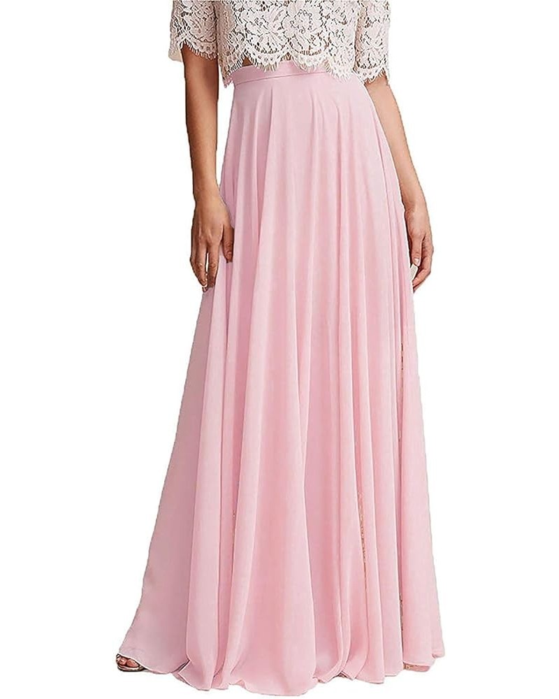 Full/Ankle Length Wedding Long Bridesmaid Chiffon Skirt for Women Pink $14.85 Skirts