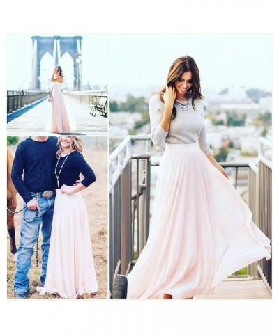 Full/Ankle Length Wedding Long Bridesmaid Chiffon Skirt for Women Pink $14.85 Skirts