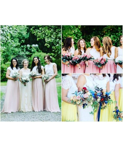 Full/Ankle Length Wedding Long Bridesmaid Chiffon Skirt for Women Pink $14.85 Skirts