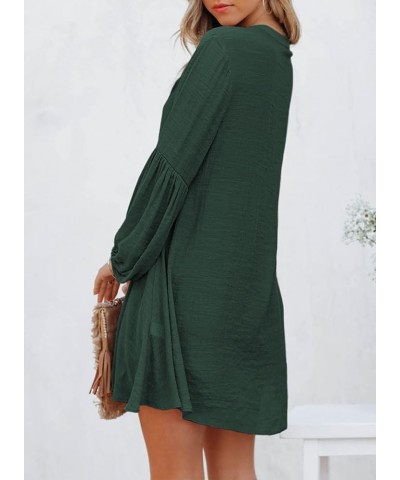 Womens Sexy V Neck Cover Up Long Sleeve Button Down Shirts Dresses X Blackish Green $20.39 Swimsuits