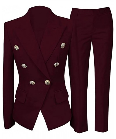 Women's 2 Piece Suit Notched Lapel Pants Suits Set for Women Business Casual Office Work Tuxedo Blazer Pants Set Burgundy $29...