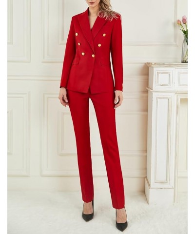 Women's 2 Piece Suit Notched Lapel Pants Suits Set for Women Business Casual Office Work Tuxedo Blazer Pants Set Burgundy $29...