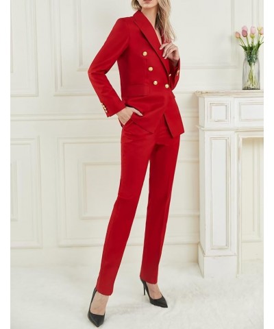 Women's 2 Piece Suit Notched Lapel Pants Suits Set for Women Business Casual Office Work Tuxedo Blazer Pants Set Burgundy $29...