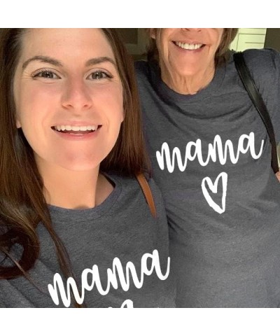 Mama T Shirt Womens Cute Mama Heart Graphic Shirts Mom Life T-Shirt Causal Short Sleeve Tee Tops Dark Grey $9.00 T-Shirts