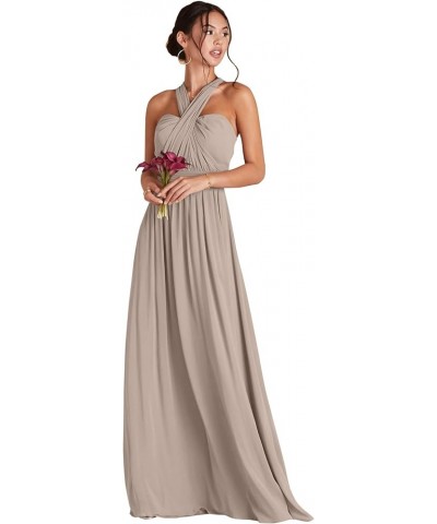 Infinity Chiffon Bridesmaid Dresses with Pockets Long Streamers Halter Strapless Pleated A Line Formal Gown Taupe $28.59 Dresses