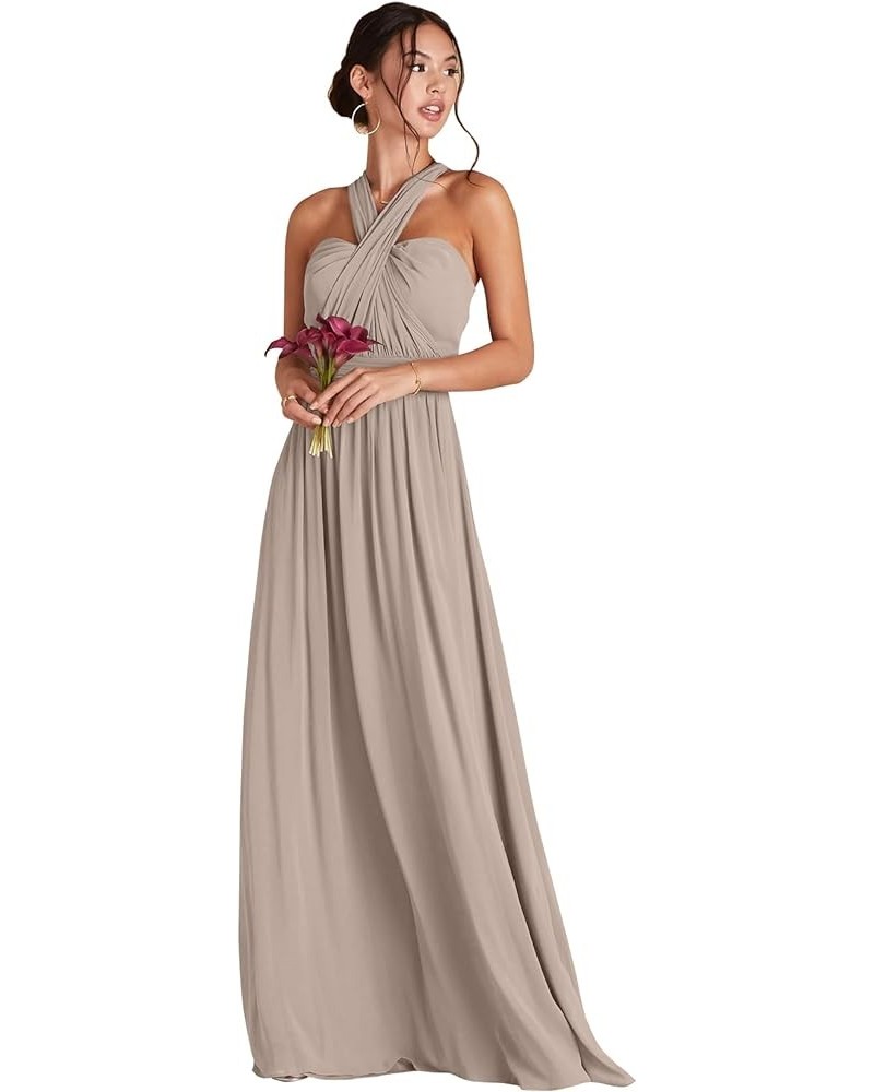 Infinity Chiffon Bridesmaid Dresses with Pockets Long Streamers Halter Strapless Pleated A Line Formal Gown Taupe $28.59 Dresses