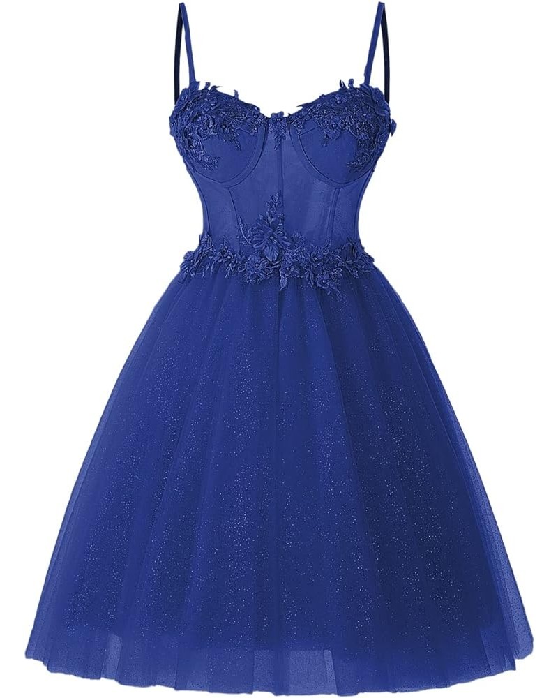 Sparkly Prom Dresses Short for Teens Homecoming Dress Glitter Lace Formal Dress RO066 Royal Blue $43.19 Dresses