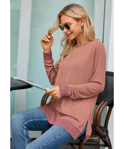 Womens Casual Long Sleeve Round Neck Pocket T Shirts Blouses Tunic Sweatshirt Tops with Pocket Red $14.56 Tops